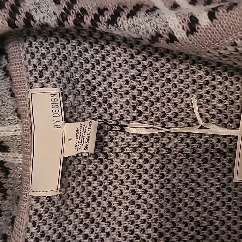 NWT By Design gray, white & black sweater shacket cardigan Sz L - Picture 2 of 4
